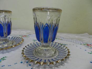 Modré Sklenice Grogovky s talířky