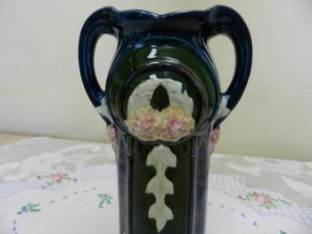 Secesní váza modrozelená