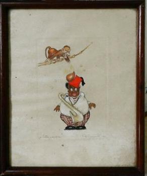 Kresba Muž s opicí