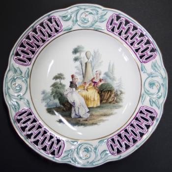 Porcelánový talíř s motivem milenců (Vídeň)