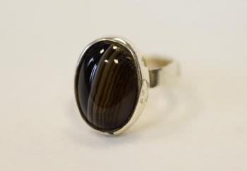 Prsten stříbrný s černým achátem