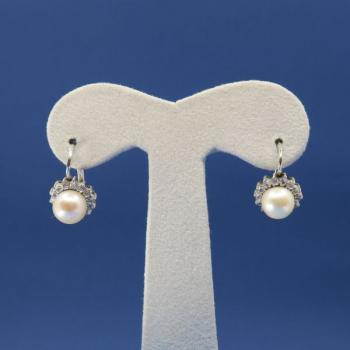 Bílozlaté náušnice s perlami