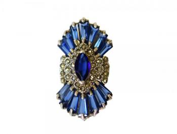 Extravagantní noblesní prsten Ag - modrý vějíř
