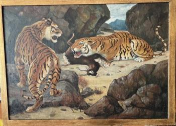 Tygři - olej na plátně - signováno 