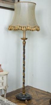 Starožitná stojací lampa s mìchýøovým stínidlem