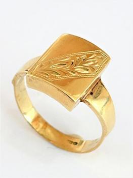 Zlatý prsten s ozdobnou rytinou-punc Čejka-4,75gr