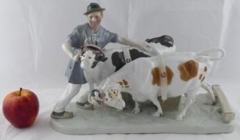 Sedlák s krávami a pluhem - Otto Pilz, Míšeň