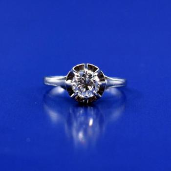 Bílozlatý prsten s briliantem 0,80 ct