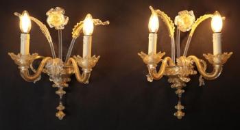 Párové nástěnné lampy Murano