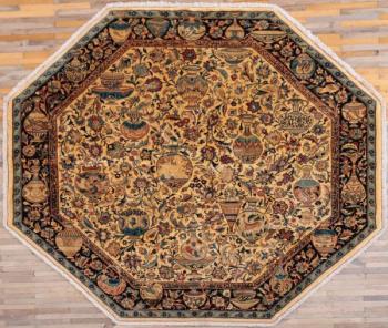 Oktogonální perský koberec Kashmar s hedvábím 
