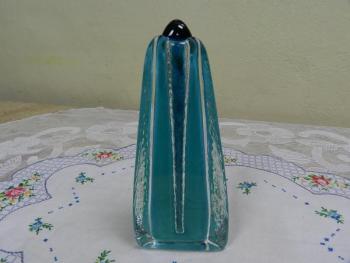 Modrá / tyrkysová trojboká autorská váza 