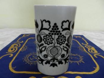 Černo-bílá oválná porcelánová váza - Březová, 1926