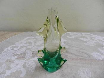 Autorská žluto-zelená váza, hutní sklo