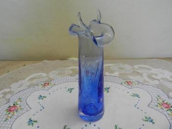 Autorská modrá váza bublinkami - Karel Wunsch