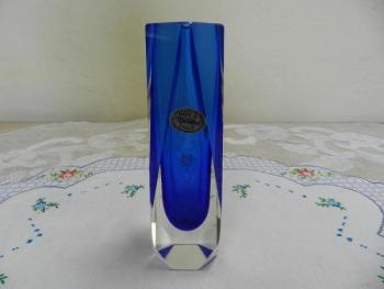 Modrá broušená váza - Murano, Itálie