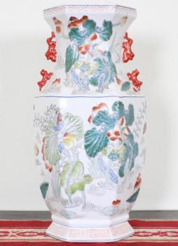 Ručně malovaná čínská váza hexagon
