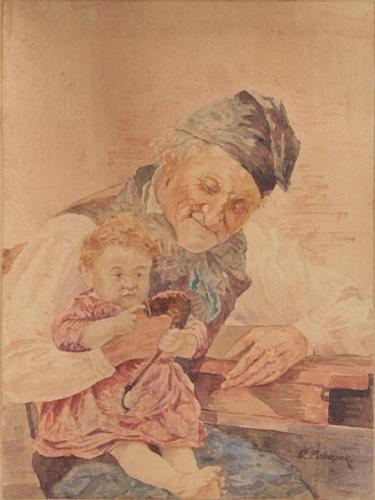 Carl Pekarek, akvarel, 1900