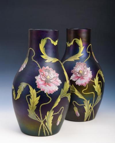Párové vázy z fialového skla 