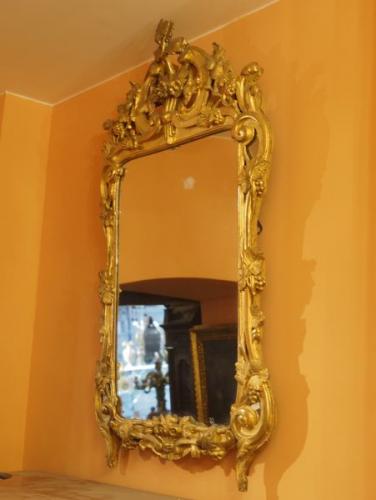 Zrcadlo, dřevo zlacené, Itálie 1750