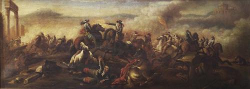 Bitva, olej na plátnì, rámováno, Francie 1880