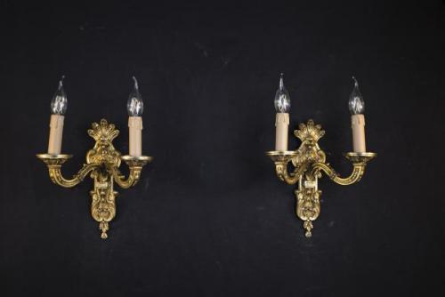 Párové nástìnné lampy ze zlaceného bronzu