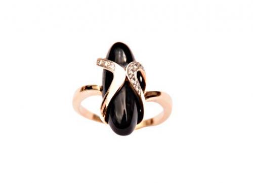 Autorský zlatý prsten s diamanty a onyxem