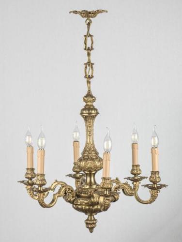Starožitný lustr Mazarin. Zlacený bronz