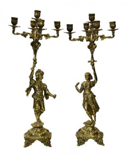 Párové bronzové svícny - muž a žena
