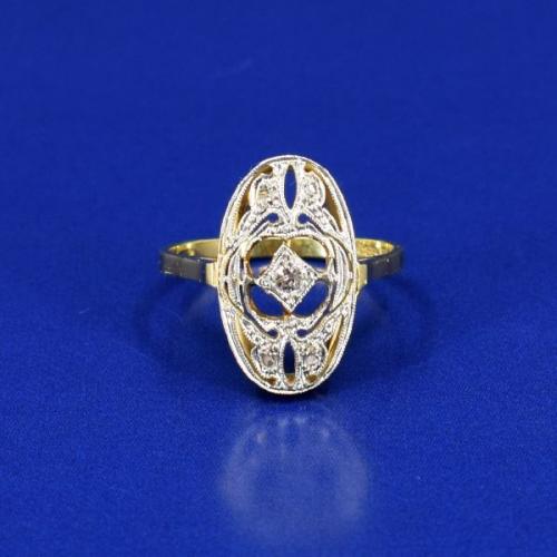 Zlatý prsten s diamantem, Au 585/1000/ 2,80g