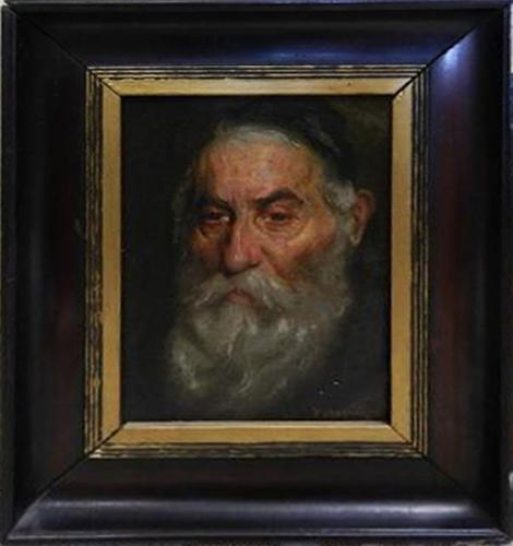 Portrét žida, olej na kartonu - Franz Obermuller